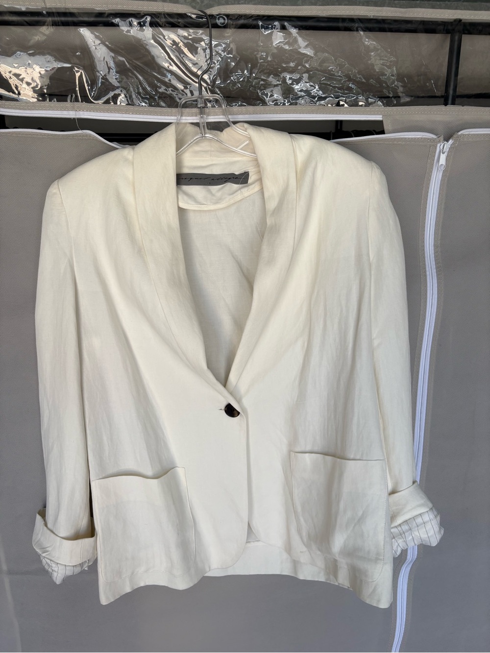 Women's Cream Single-Button Blazer Jacket - Size 0